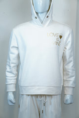 Plain White Hoodie with “Love is Wine” Pocket Print – Minimal & Trendy Style 🕊️