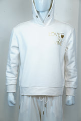 Plain White Hoodie with “Love is Wine” Pocket Print – Minimal & Trendy Style 🕊️