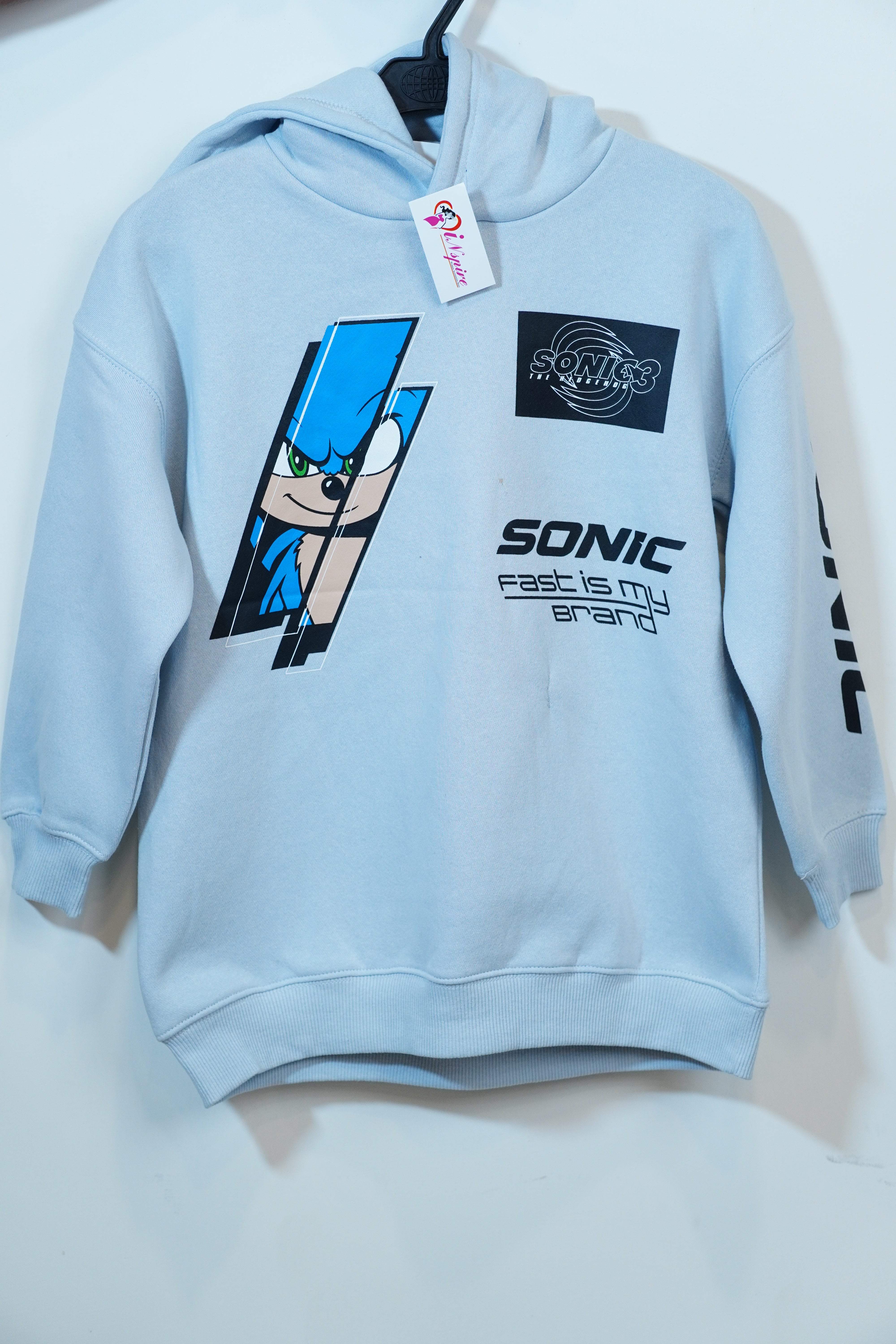 Hoodie Sonic Printed Gray – Cool & Comfortable Streetwear ⚡