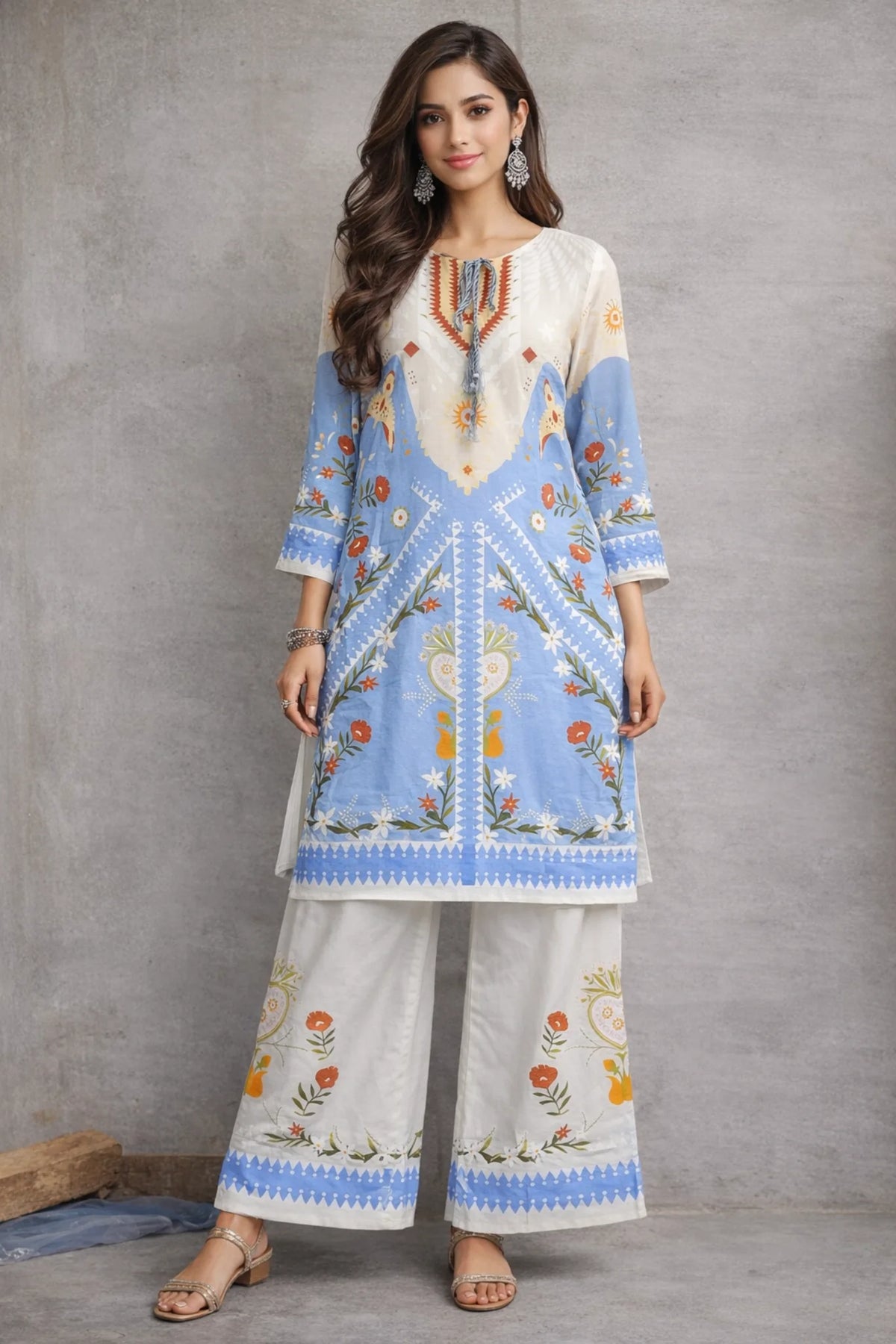 Ladies printed long suit 2 piece