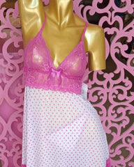 💗🤍 Net Nighty – 2 Piece | Pink/White | Elegant Net Fabric - Brands Kahani