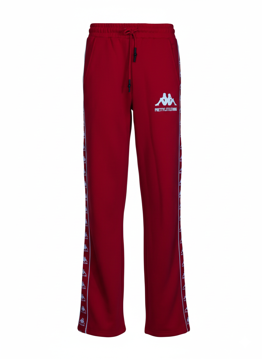 Red Fleece Trouser with Side Tape Design – Premium Streetwear Edition