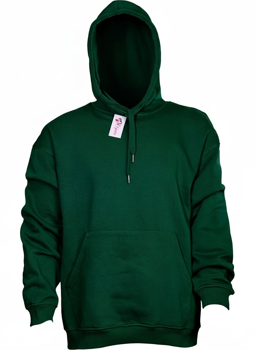 Dark Green Hoodie with Embroidered Print