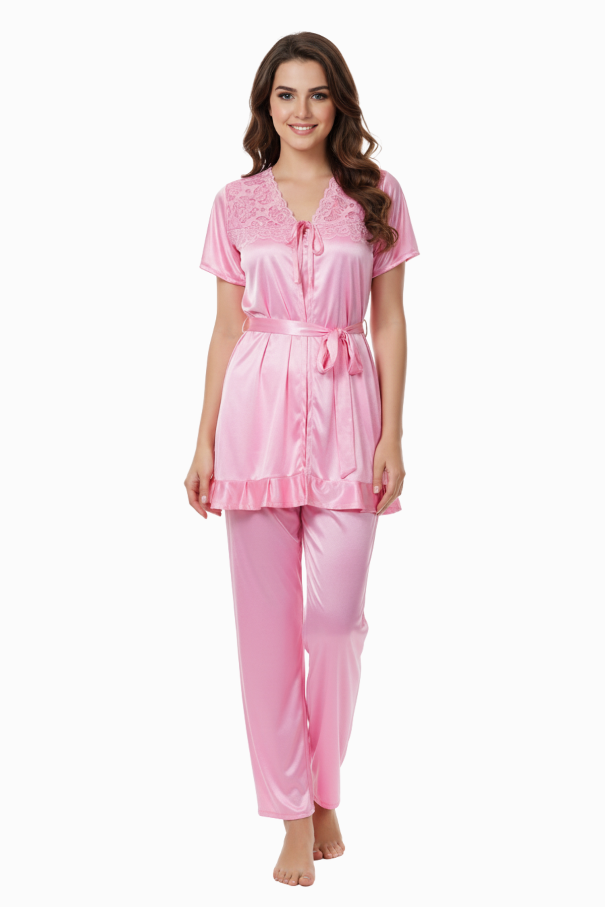 3 Piece Silk Pajama Suit | Soft & Stylish Women’s Nightwear 🌸