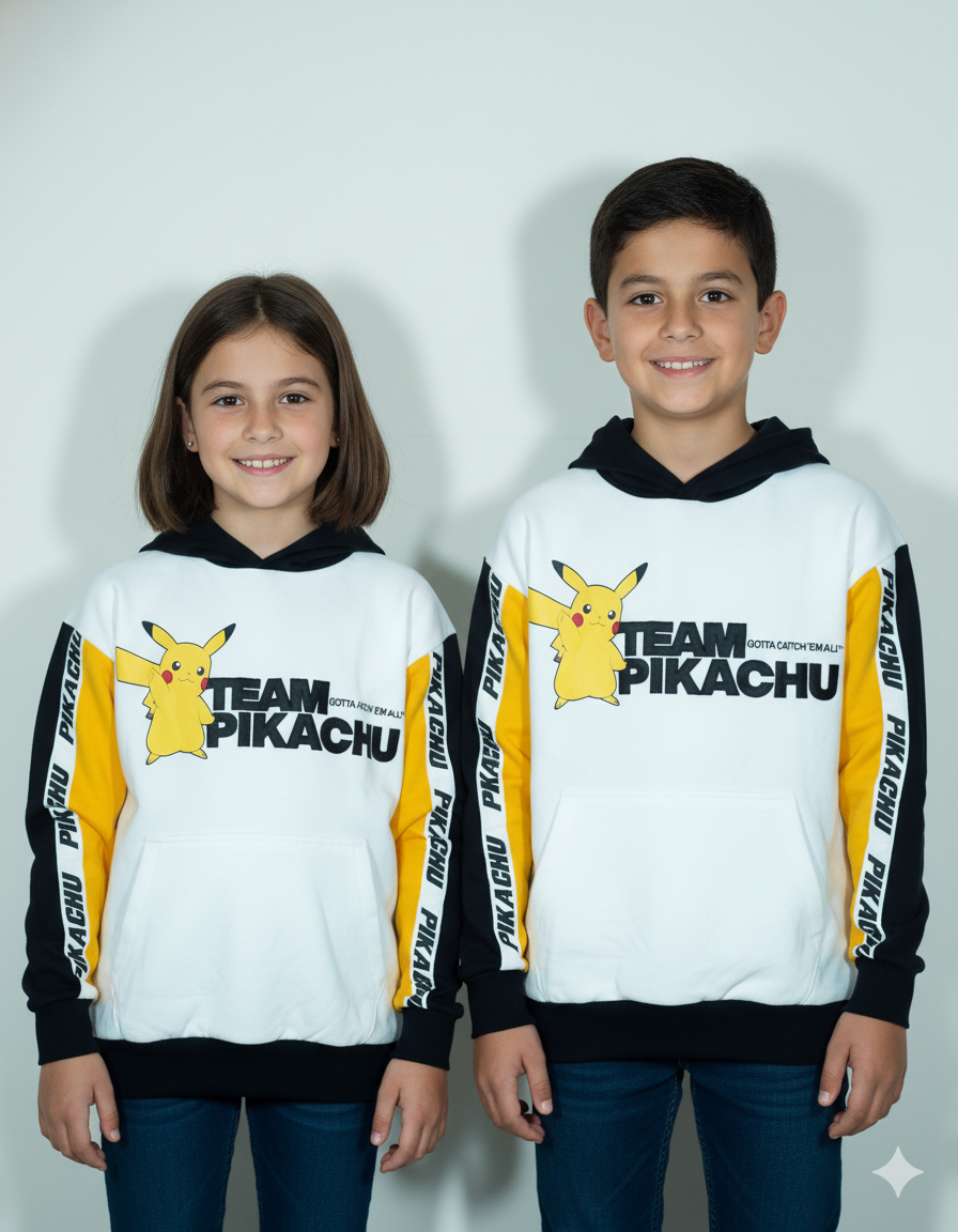 Team Pikachu Printed Hoodie for Kids – Fun Winter Wear