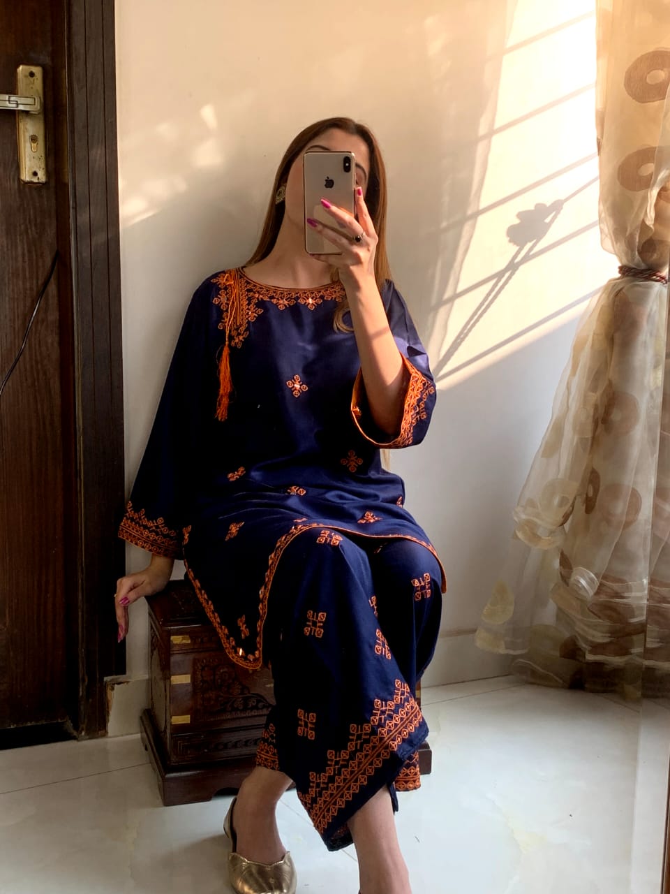 mirror embraided balochi   (Stitched 2 Pcs) - Brands Kahani