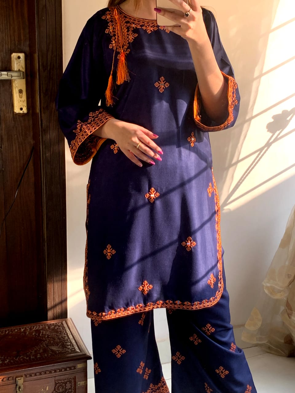mirror embraided balochi   (Stitched 2 Pcs) - Brands Kahani