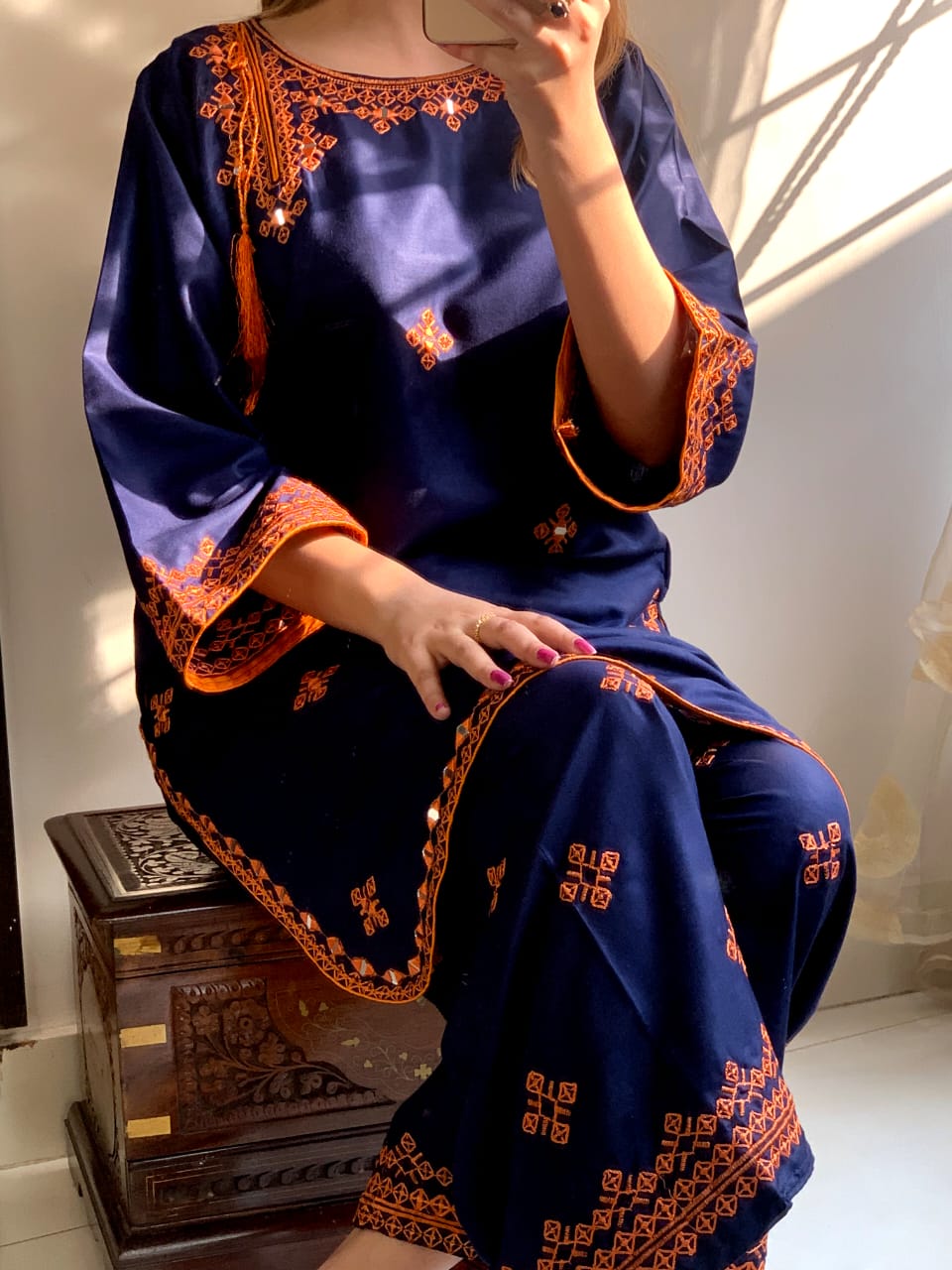 mirror embraided balochi   (Stitched 2 Pcs) - Brands Kahani