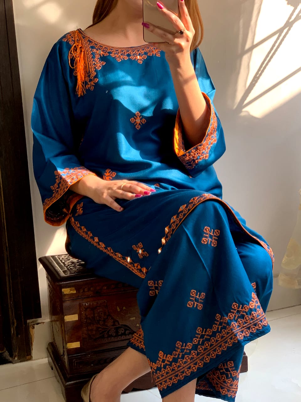mirror embraided balochi   (Stitched 2 Pcs) - Brands Kahani