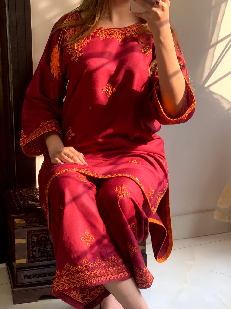 mirror embraided balochi   (Stitched 2 Pcs) - Brands Kahani