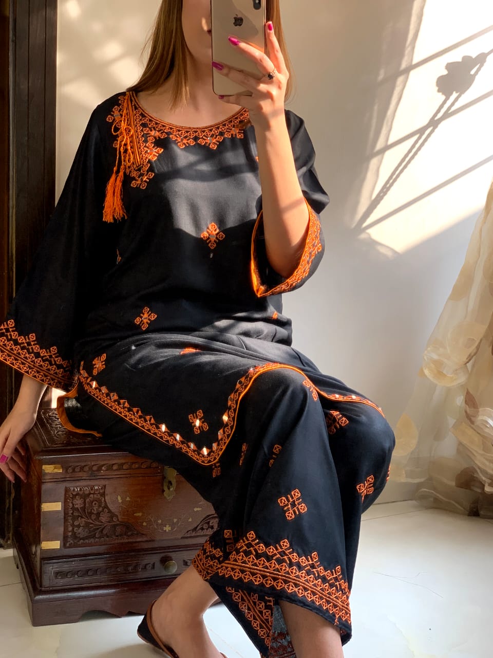 mirror embraided balochi   (Stitched 2 Pcs) - Brands Kahani