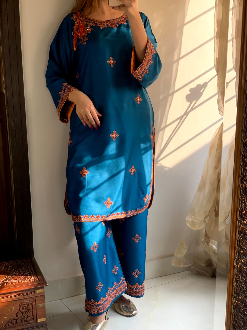 mirror embraided balochi   (Stitched 2 Pcs) - Brands Kahani