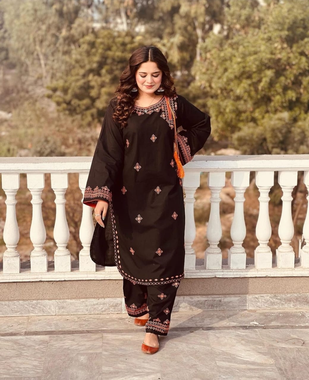mirror embraided balochi   (Stitched 2 Pcs) - Brands Kahani