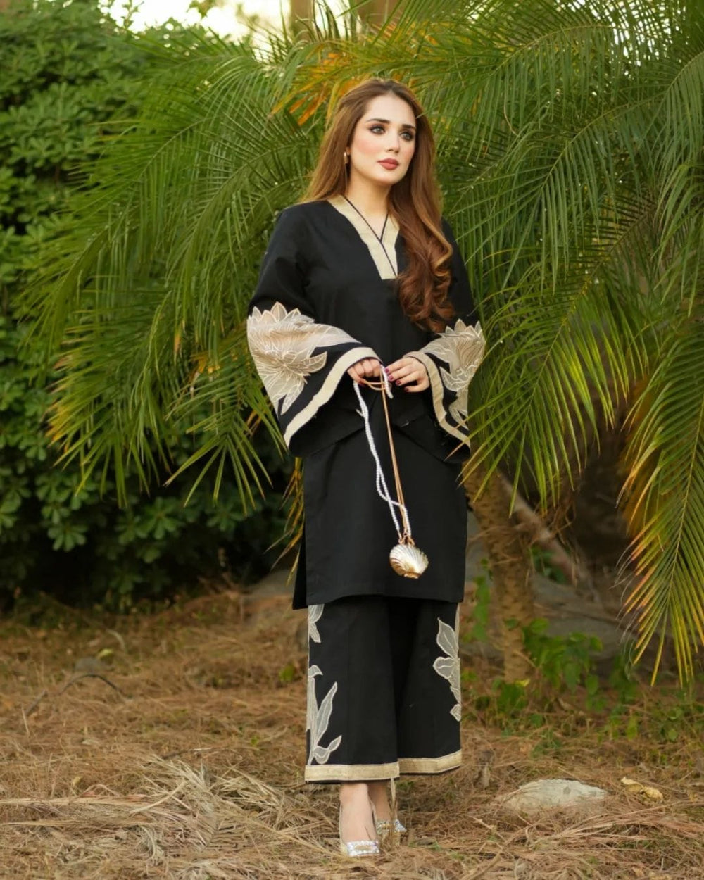 Almond ( Stitched Emb 2 Pcs) With plazo - Brands Kahani