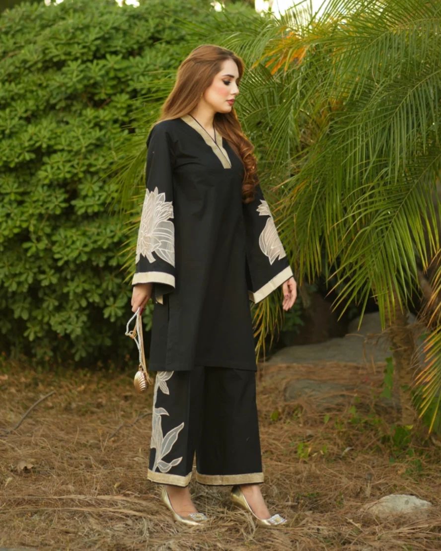 Almond ( Stitched Emb 2 Pcs) With plazo - Brands Kahani