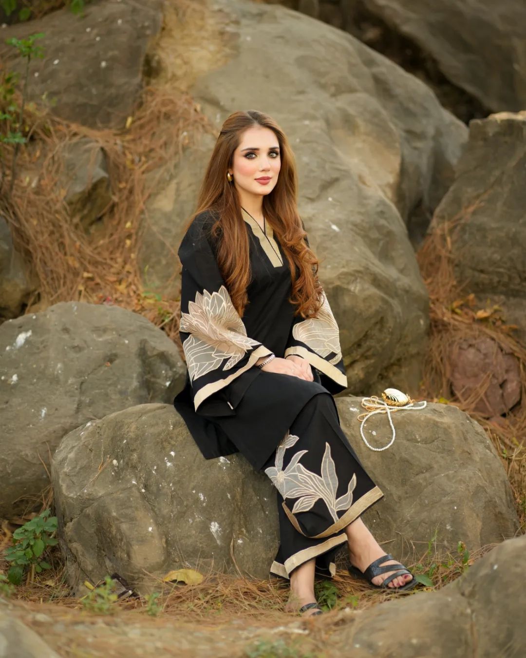 Almond ( Stitched Emb 2 Pcs) With plazo - Brands Kahani