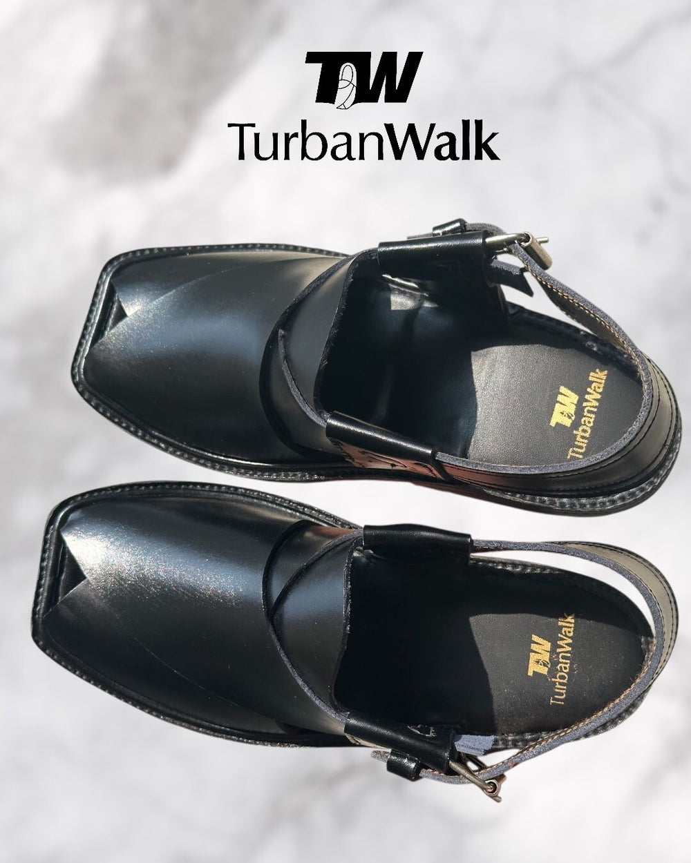 TurbanWalk Premium Black Peshawari Chappal – Handcrafted Leather & Cushion Sole - Brands Kahani