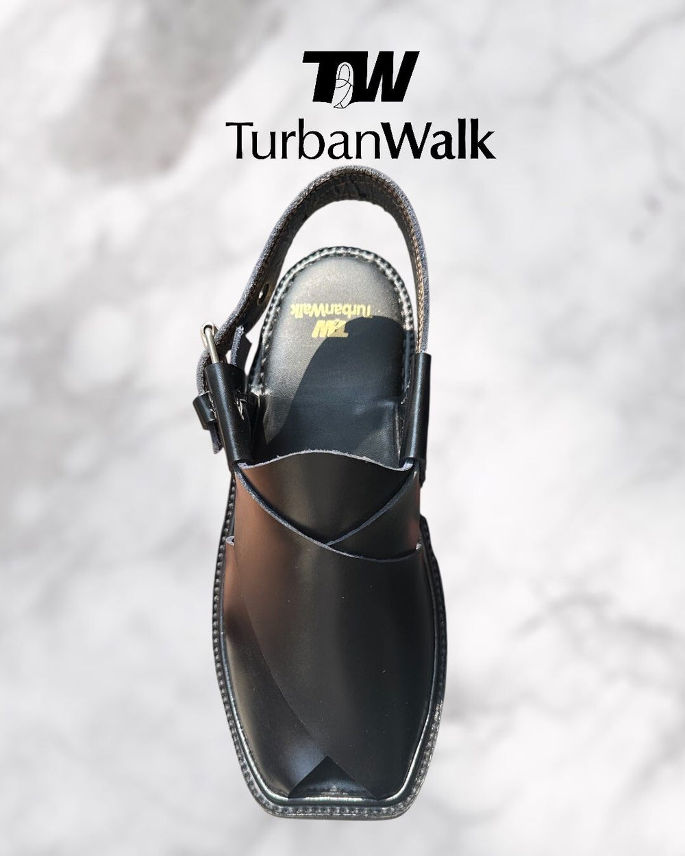 TurbanWalk Premium Black Peshawari Chappal – Handcrafted Leather & Cushion Sole - Brands Kahani