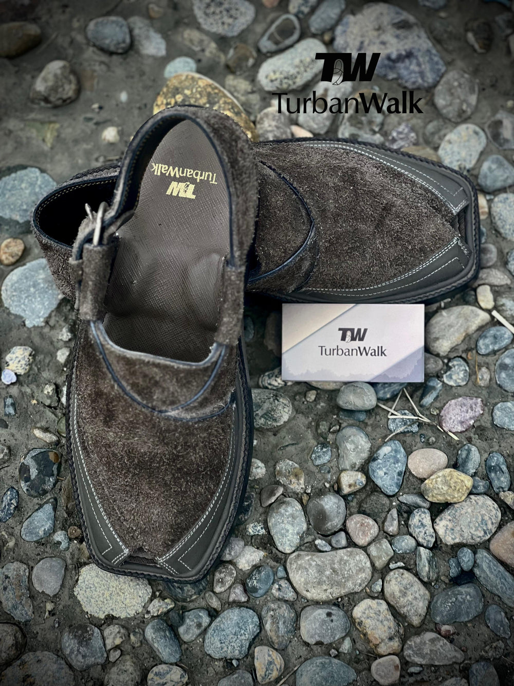 TurbanWalk Handmade Black Peshawari Chappal – Genuine Leather, Adjustable Heel Strap - Brands Kahani