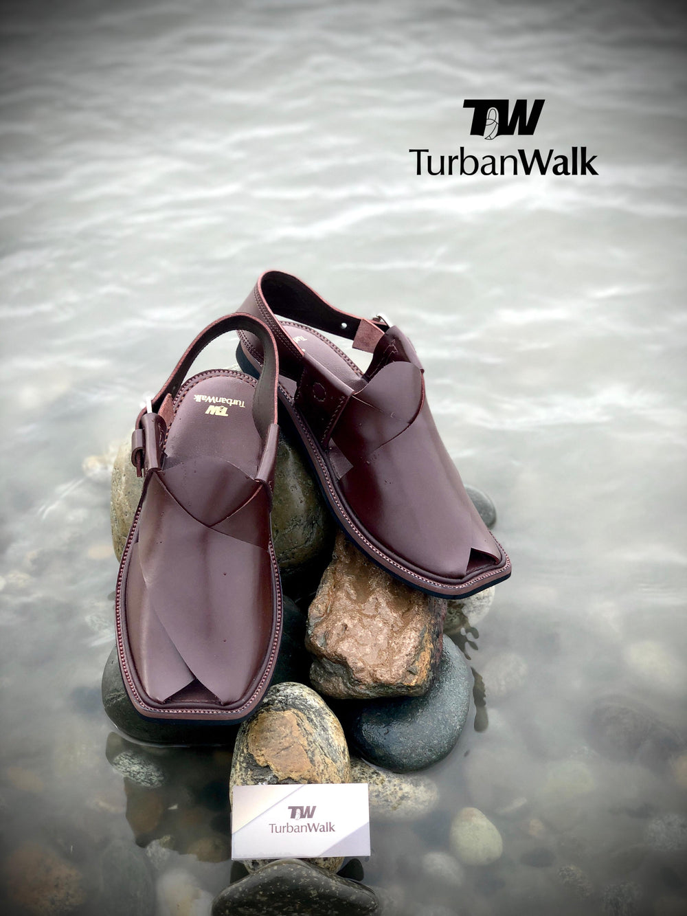 TurbanWalk Premium Maroon Leather Peshawari Chappal – Handmade Traditional Footwear - Brands Kahani