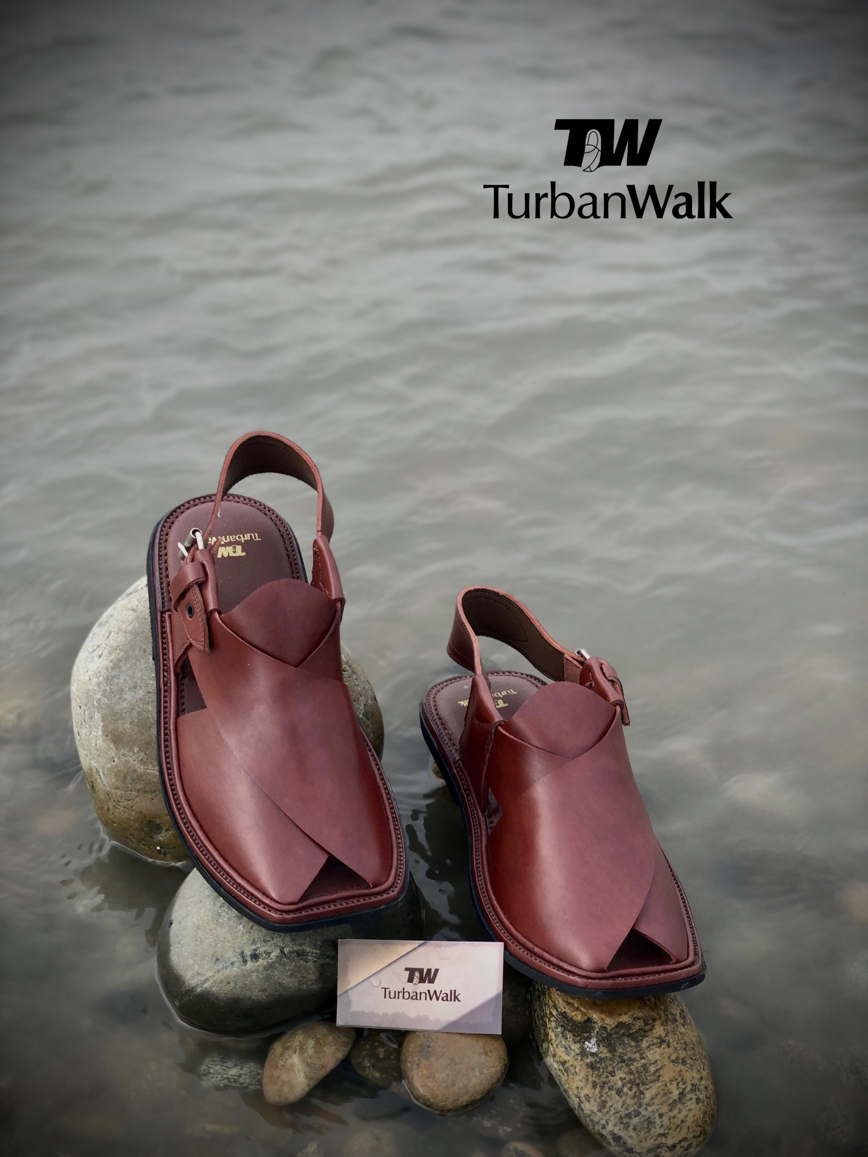 "TurbanWalk Premium Brown Leather Peshawari Chappal – Handmade Traditional Footwear" - Brands Kahani