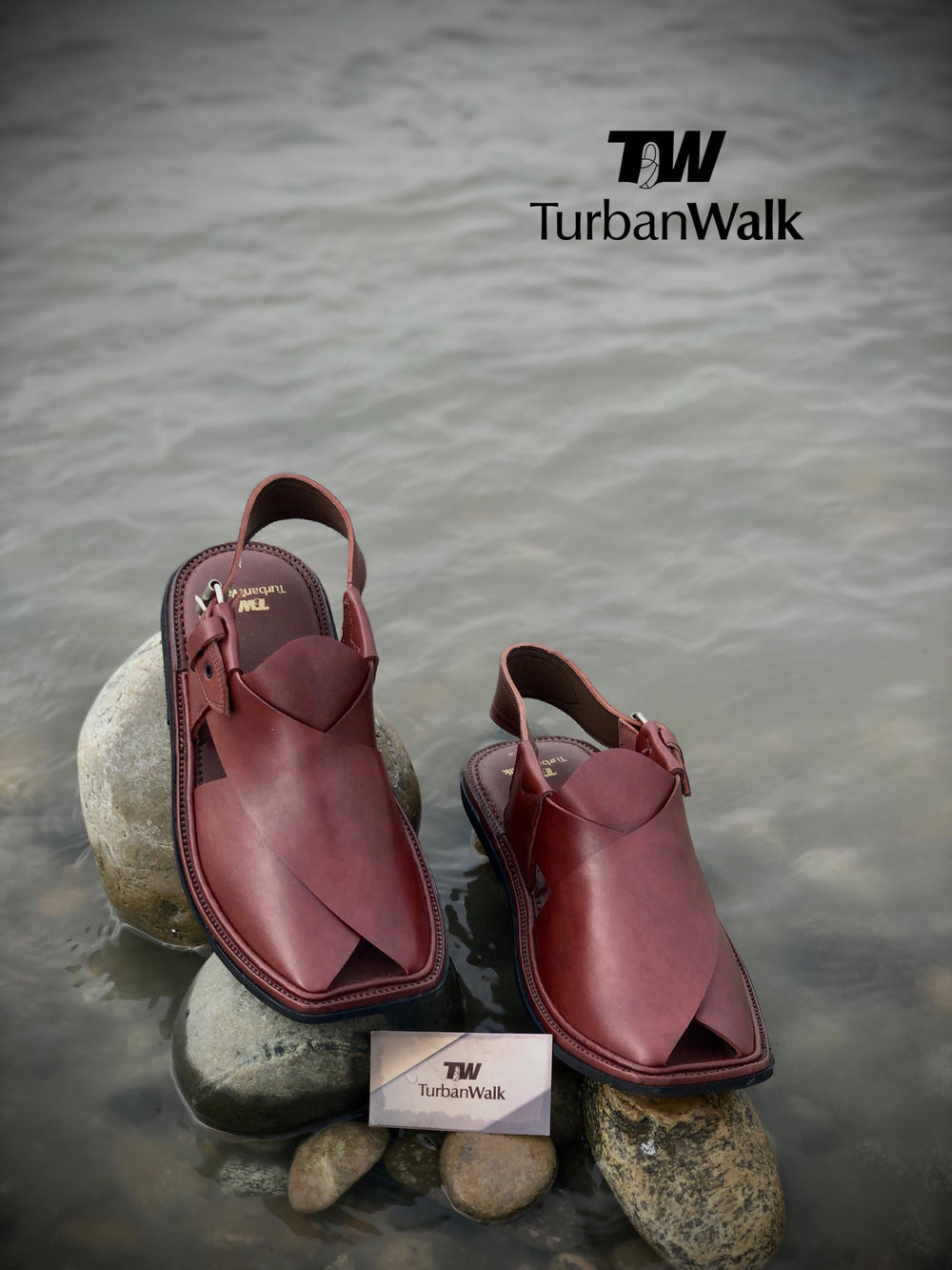 "TurbanWalk Premium Brown Leather Peshawari Chappal – Handmade Traditional Footwear" - Brands Kahani