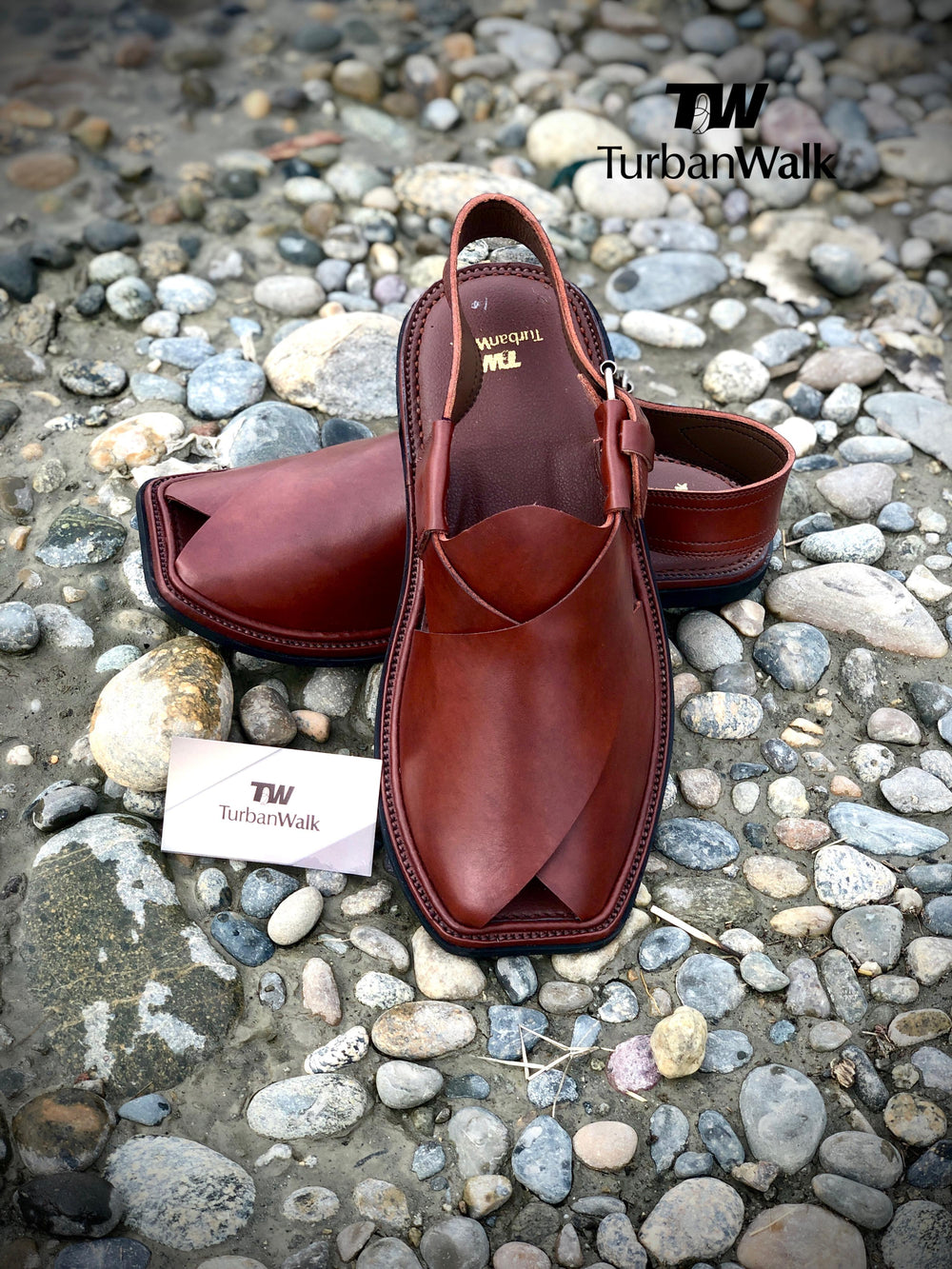 "TurbanWalk Premium Brown Leather Peshawari Chappal – Handmade Traditional Footwear" - Brands Kahani