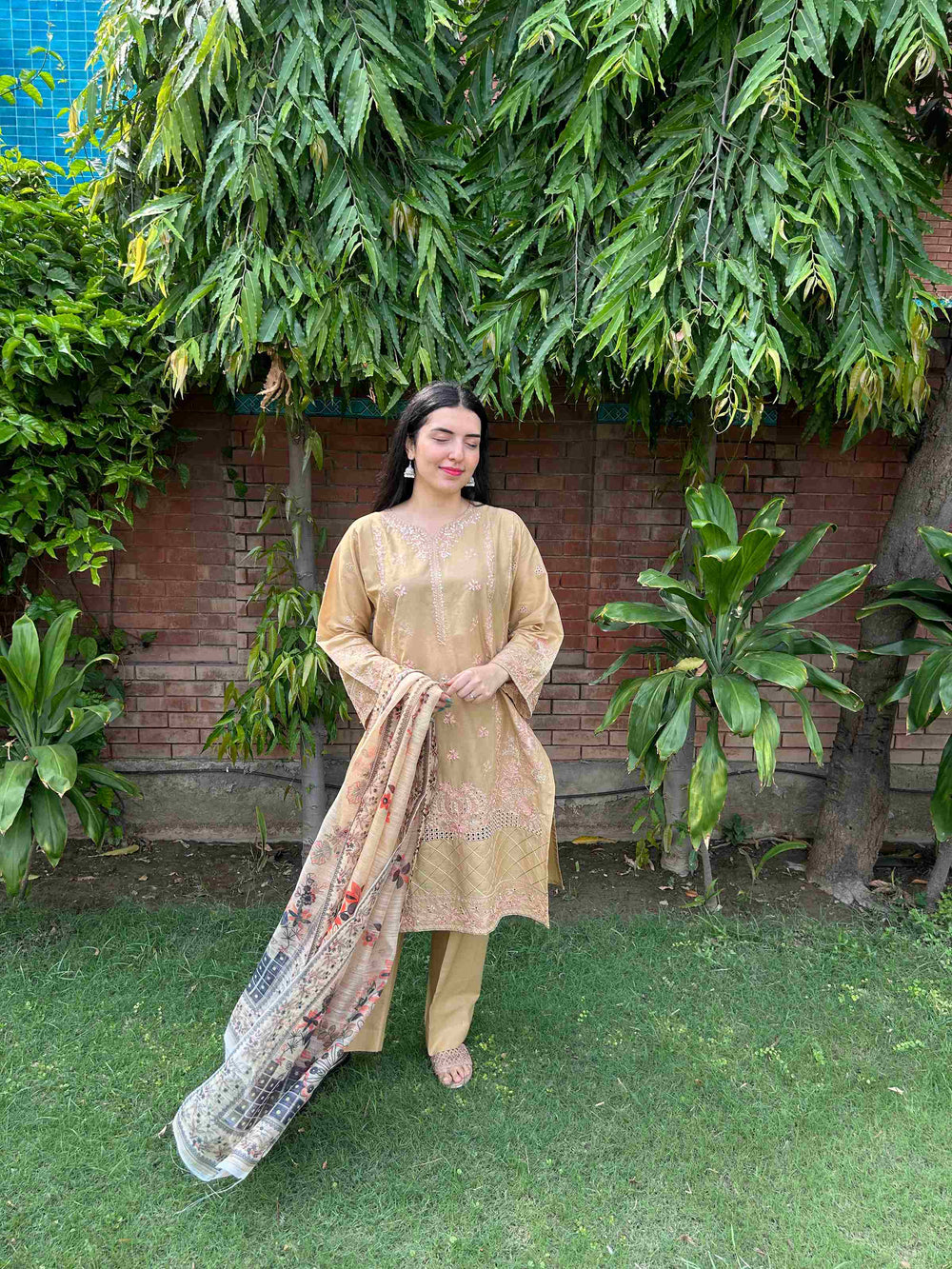 Radiant Earth Tones: Attire Pret Stitched 3-Piece - Brands Kahani