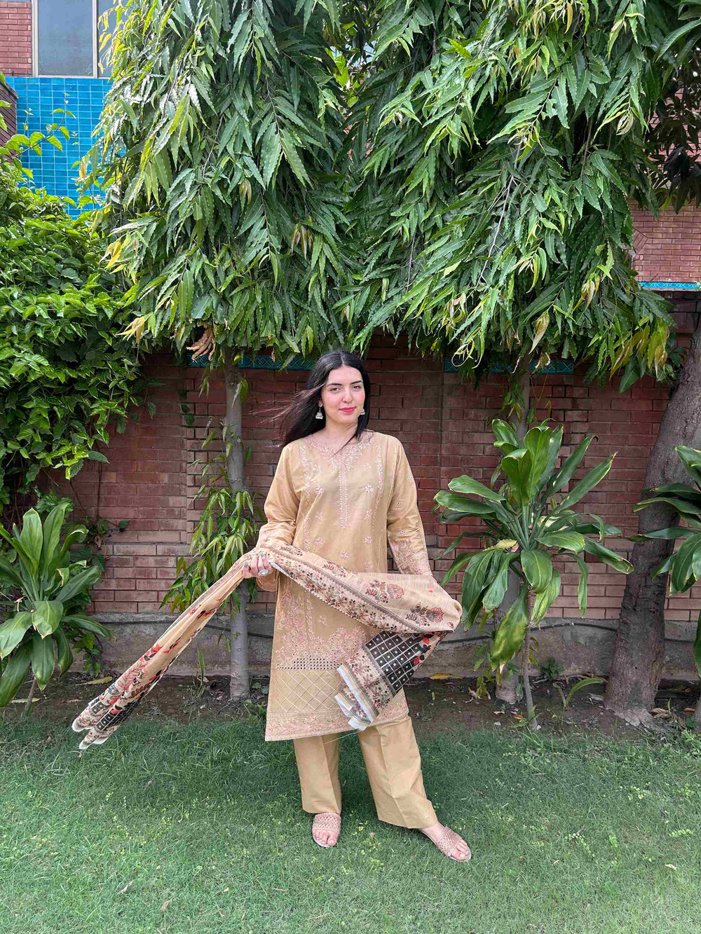 Radiant Earth Tones: Attire Pret Stitched 3-Piece - Brands Kahani