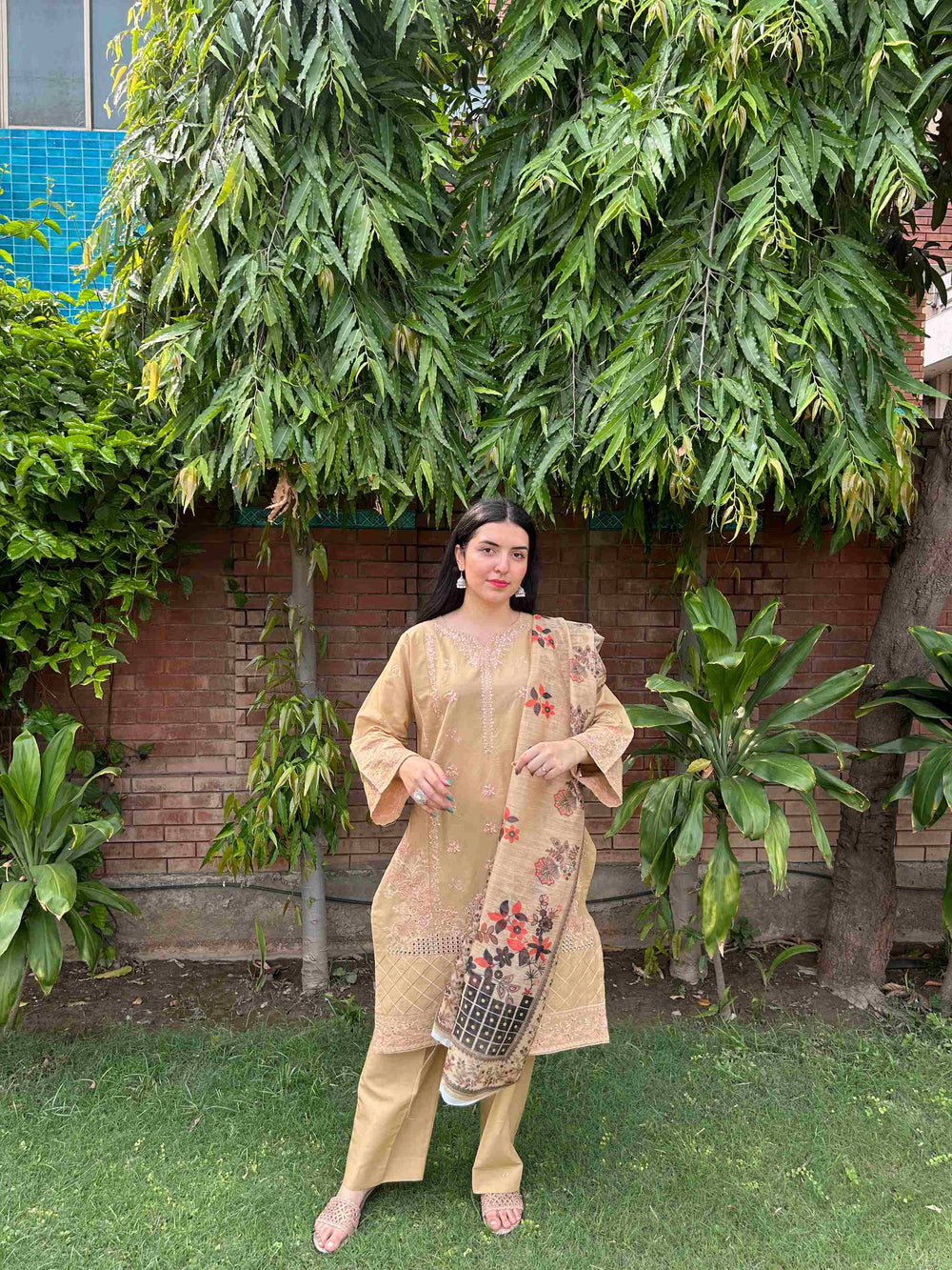 Radiant Earth Tones: Attire Pret Stitched 3-Piece - Brands Kahani