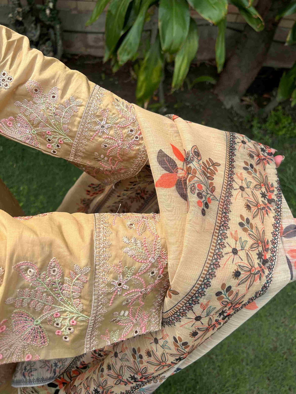 Radiant Earth Tones: Attire Pret Stitched 3-Piece - Brands Kahani