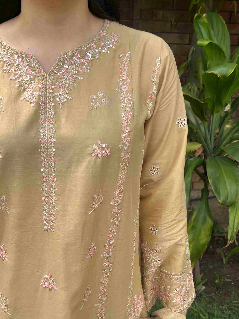 Radiant Earth Tones: Attire Pret Stitched 3-Piece - Brands Kahani