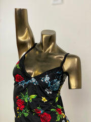 Black Floral Printed Short Nighty – Elegant Women’s Nightwear Pakistan | Kahani47