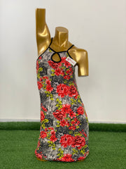 Floral Printed Short Nighty – Red & Grey Stylish Women Nightwear | Kahani47