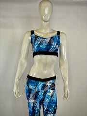 Women’s Sportswear Set – Blue Printed Gym Top & Leggings | Kahani 47