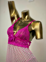 Short Night Babydoll – Pink Lace Nightdress | Kahani 47