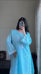 Attirepret Sky Blue Cotton 3-Piece Suit | Summer Essential