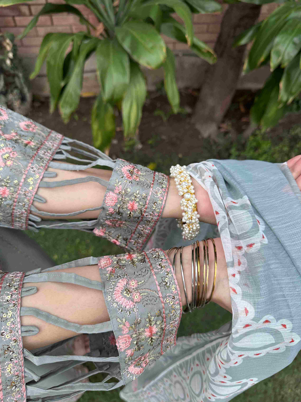 Attirepret - Serene Grey Ready-to-Wear Cotton 3-Piece Suit - Brands Kahani