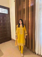 Attirepret - Radiant Yellow Cotton 3-Piece Suit
