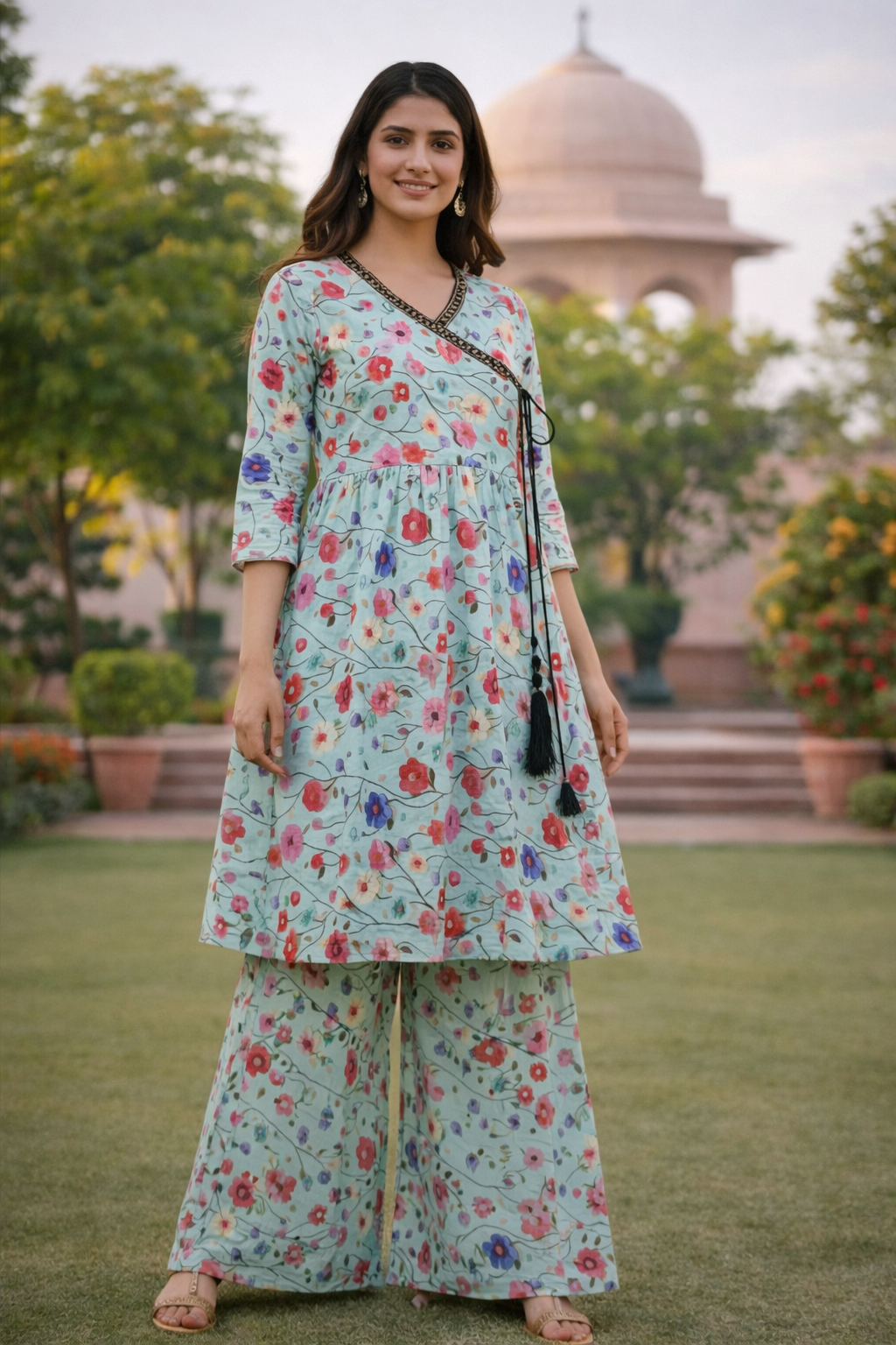 frock style ladies 2 pieces suit