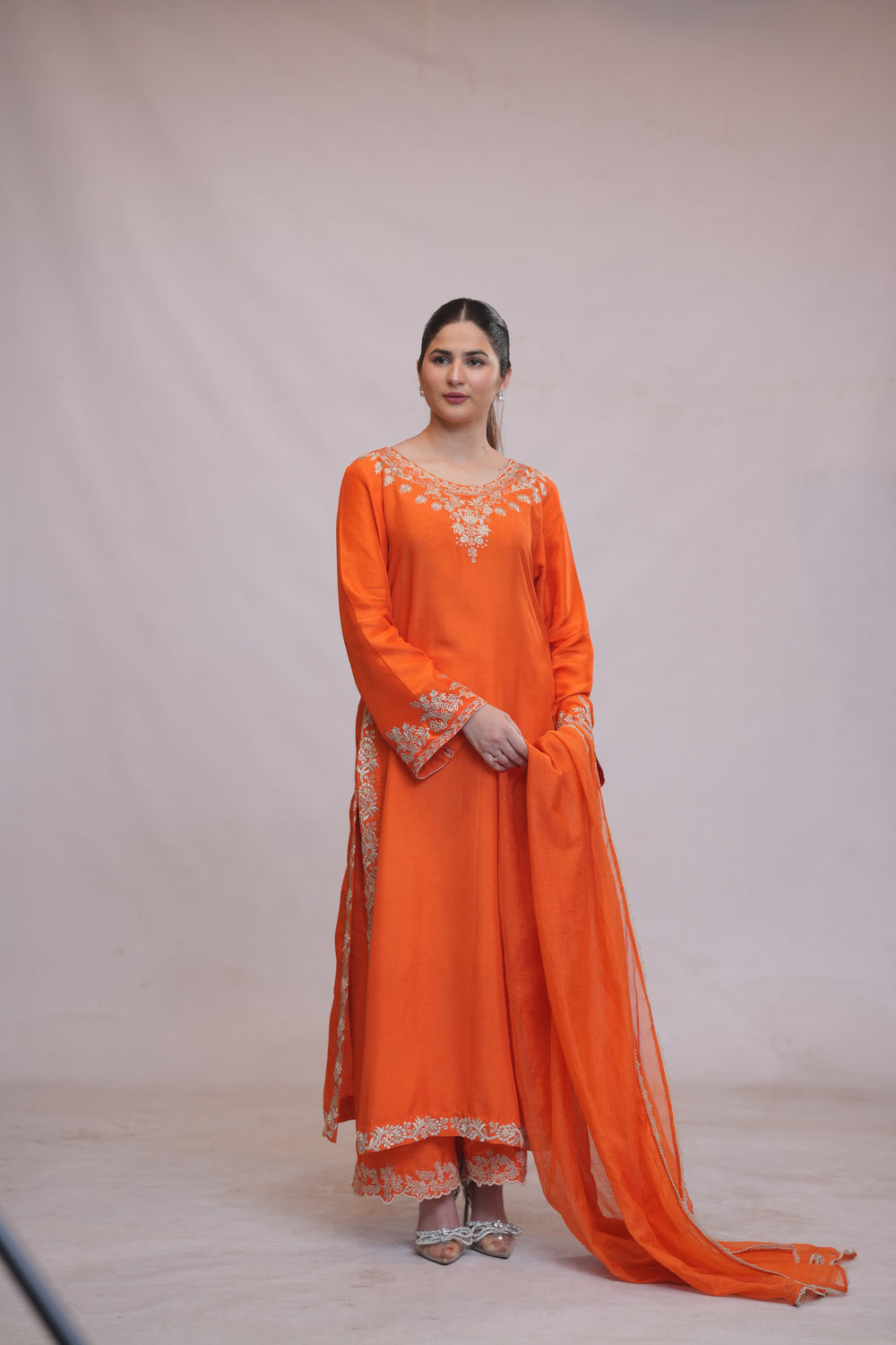 Rang e zard  Embroidered 3-Piece Formal Suit – Traditional Elegance - Brands Kahani