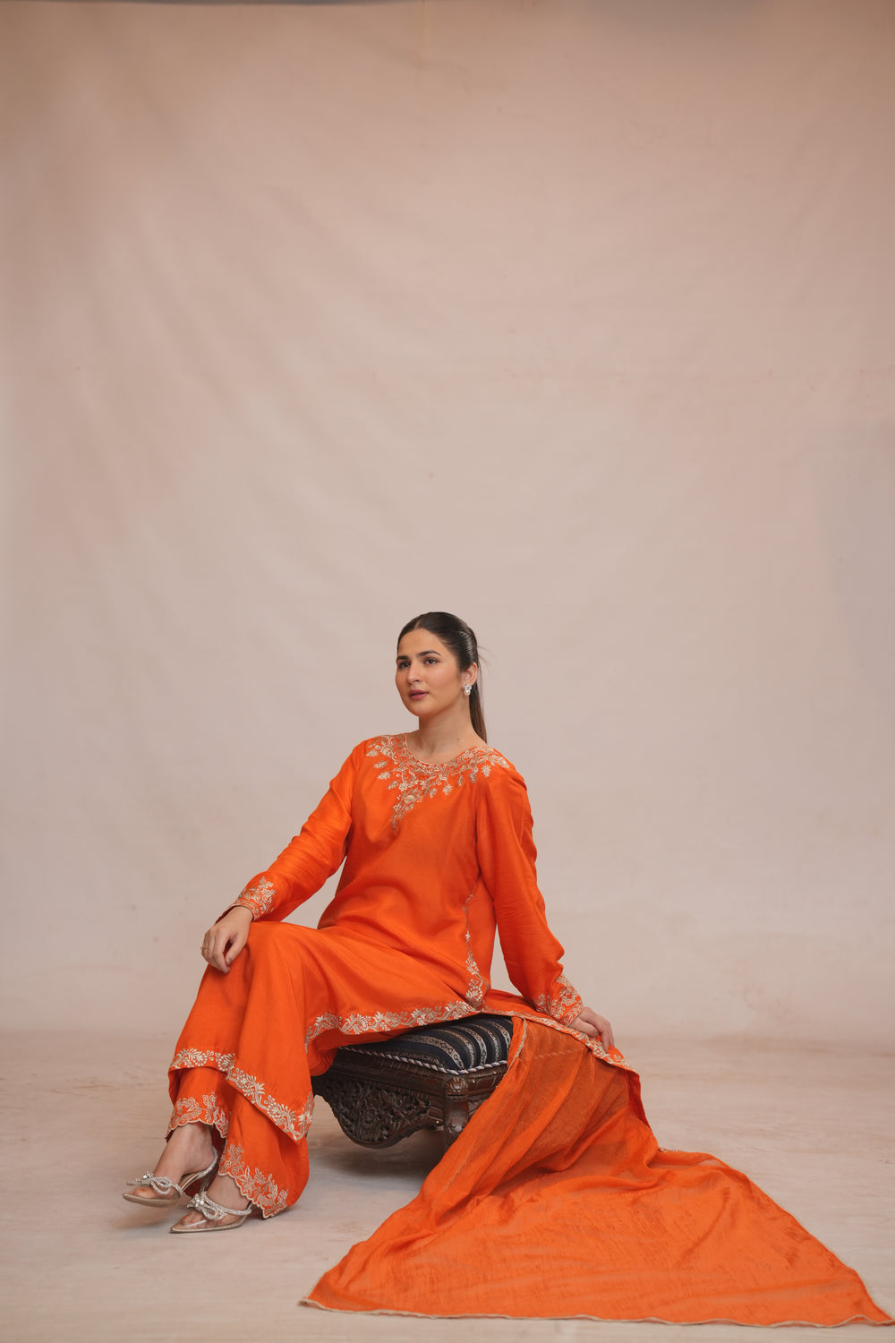 Rang e zard  Embroidered 3-Piece Formal Suit – Traditional Elegance - Brands Kahani
