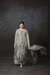 Elegant Grey Embroidered 3-Piece Lawn Suit – Festive Wear - Brands Kahani