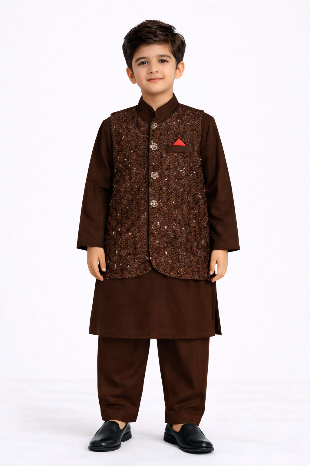 Kurta with Printed Waistcoat