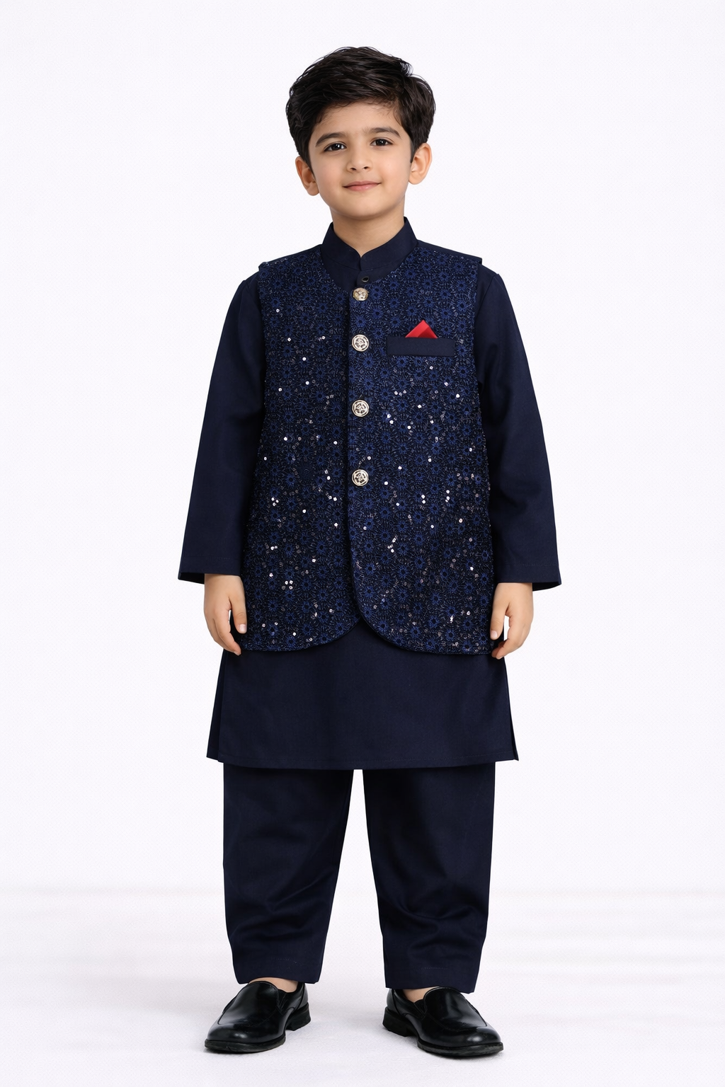 Kurta with Printed Waistcoat