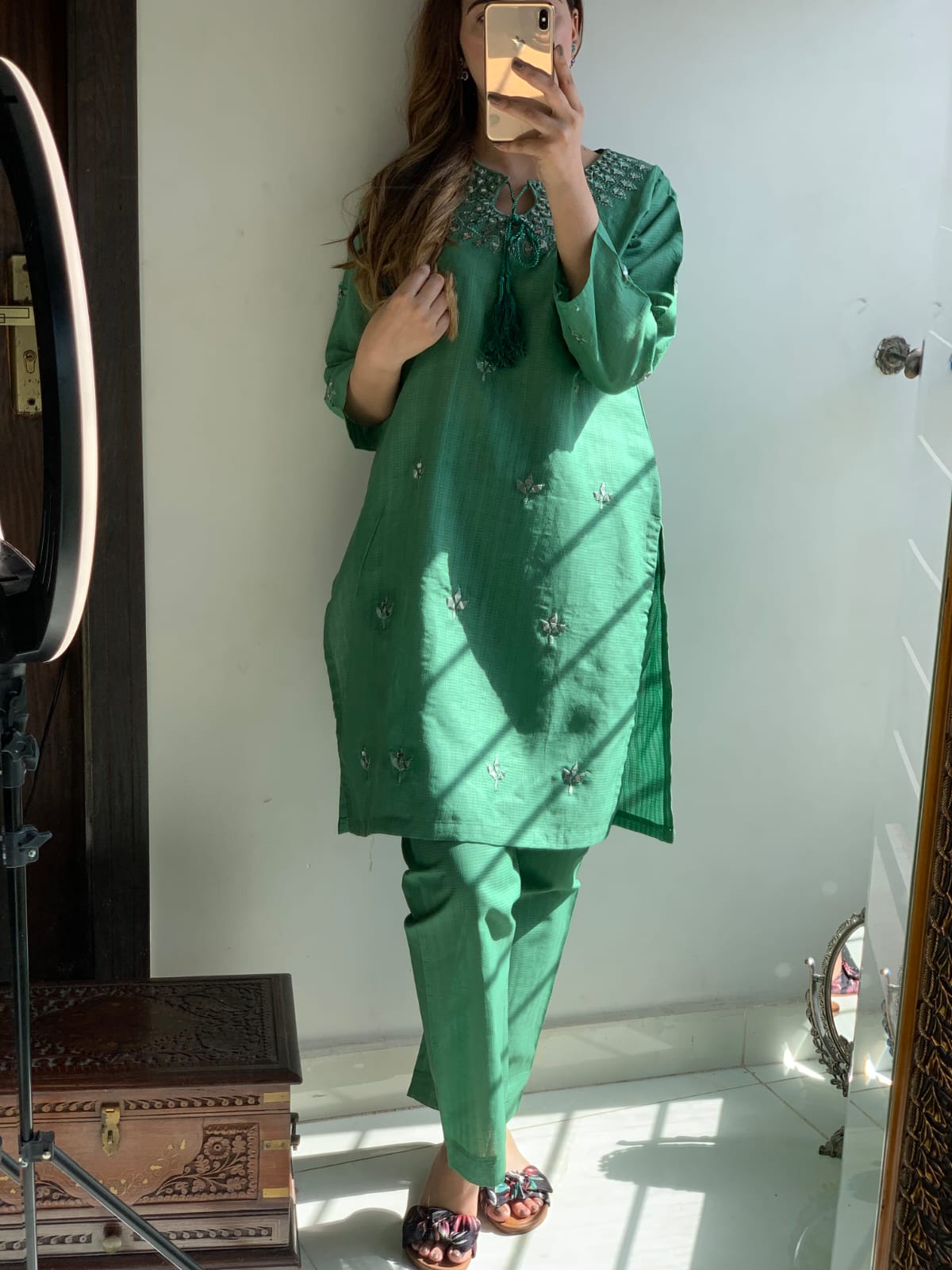 New Mirror Work EMB Cotton 2Pcs - Brands Kahani