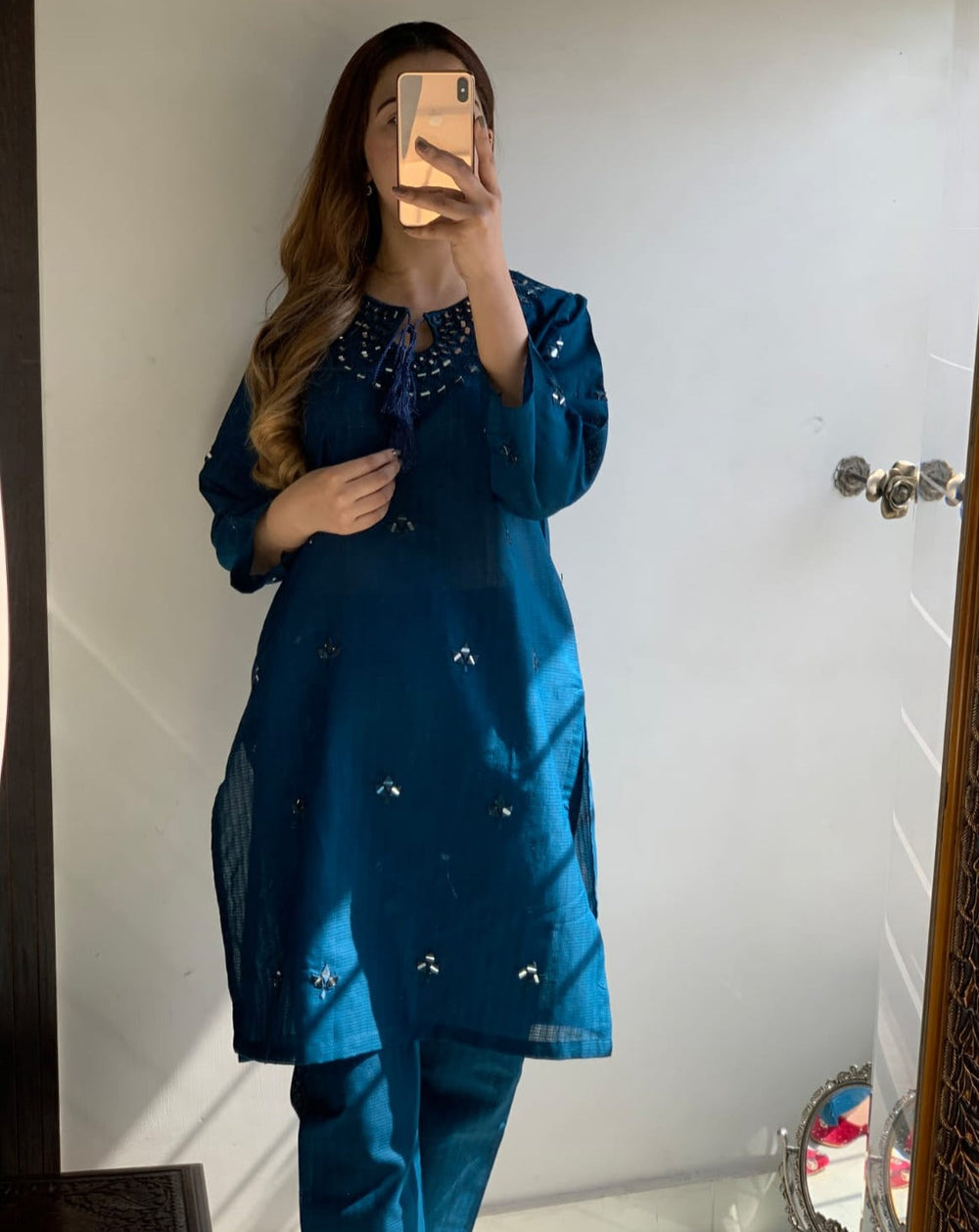 New Mirror Work EMB Cotton 2Pcs - Brands Kahani