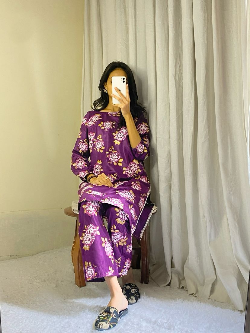 Gulab Design 3D Block Print 2Pcs - Brands Kahani