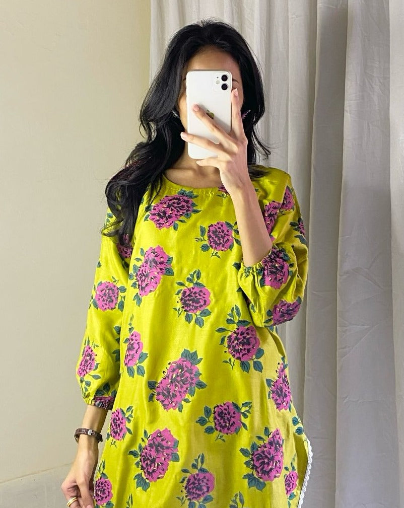 Gulab Design 3D Block Print 2Pcs - Brands Kahani