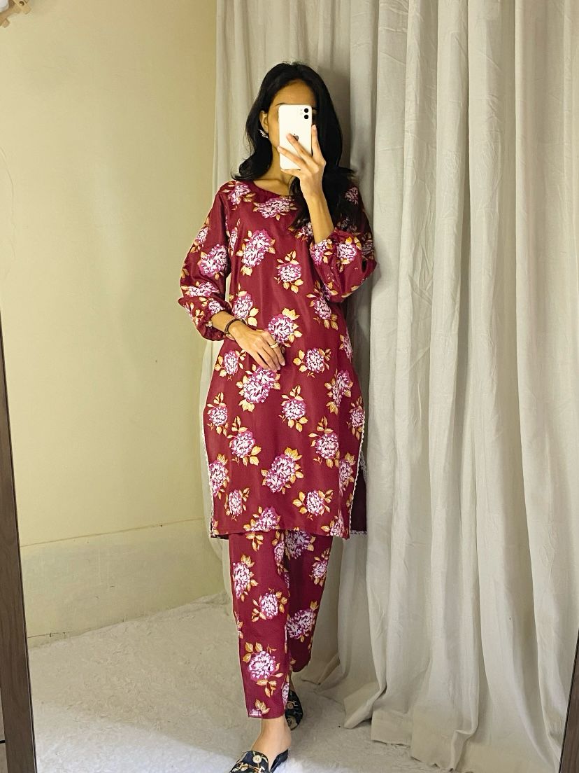 Gulab Design 3D Block Print 2Pcs - Brands Kahani